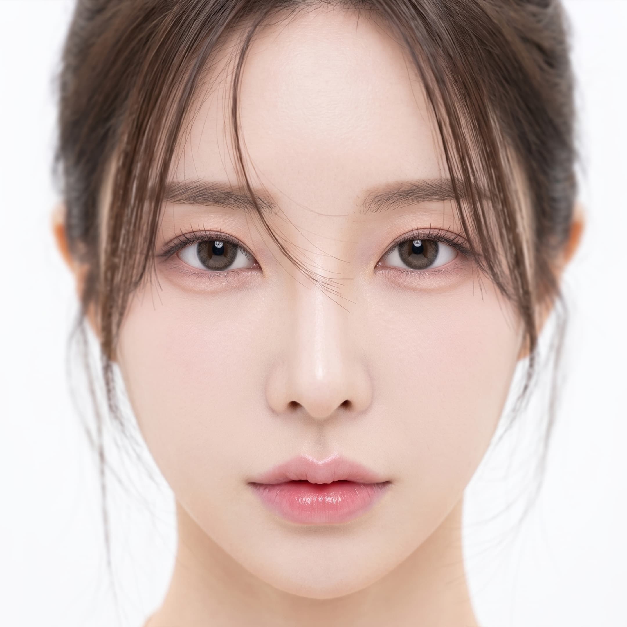 정면을 바라보는 인플루언서 얼굴 클로즈업